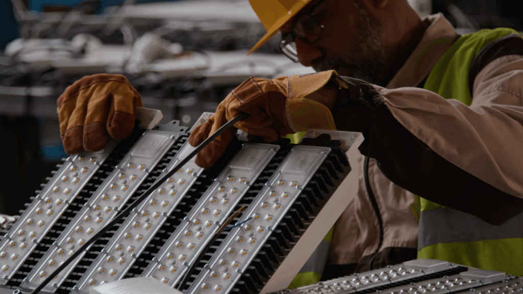 Hands assembling mechanical parts in Mexico
